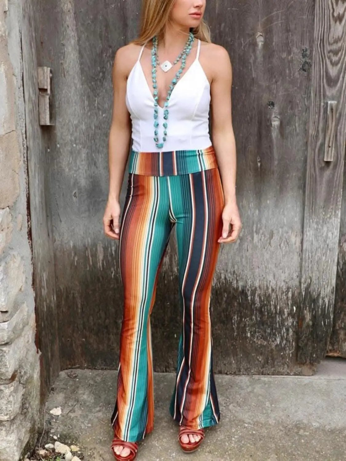 Chic striped bootcut trousers - Love Salve